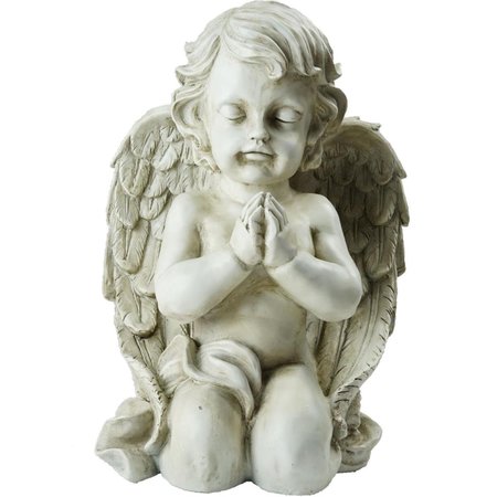 HEATWAVE 13.5 in. Kneeling Praying Cherub Angel Religious Outdoor Garden Statue HE72793